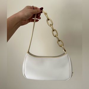 White Purse w/Gold Chain